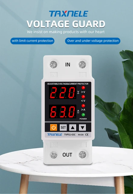 Relè Di Tensione Digitale LCD - Protezione Da Sovratensione E Corrente, Regolabile, 230V 63A, Con Retroilluminazione - Foto 6