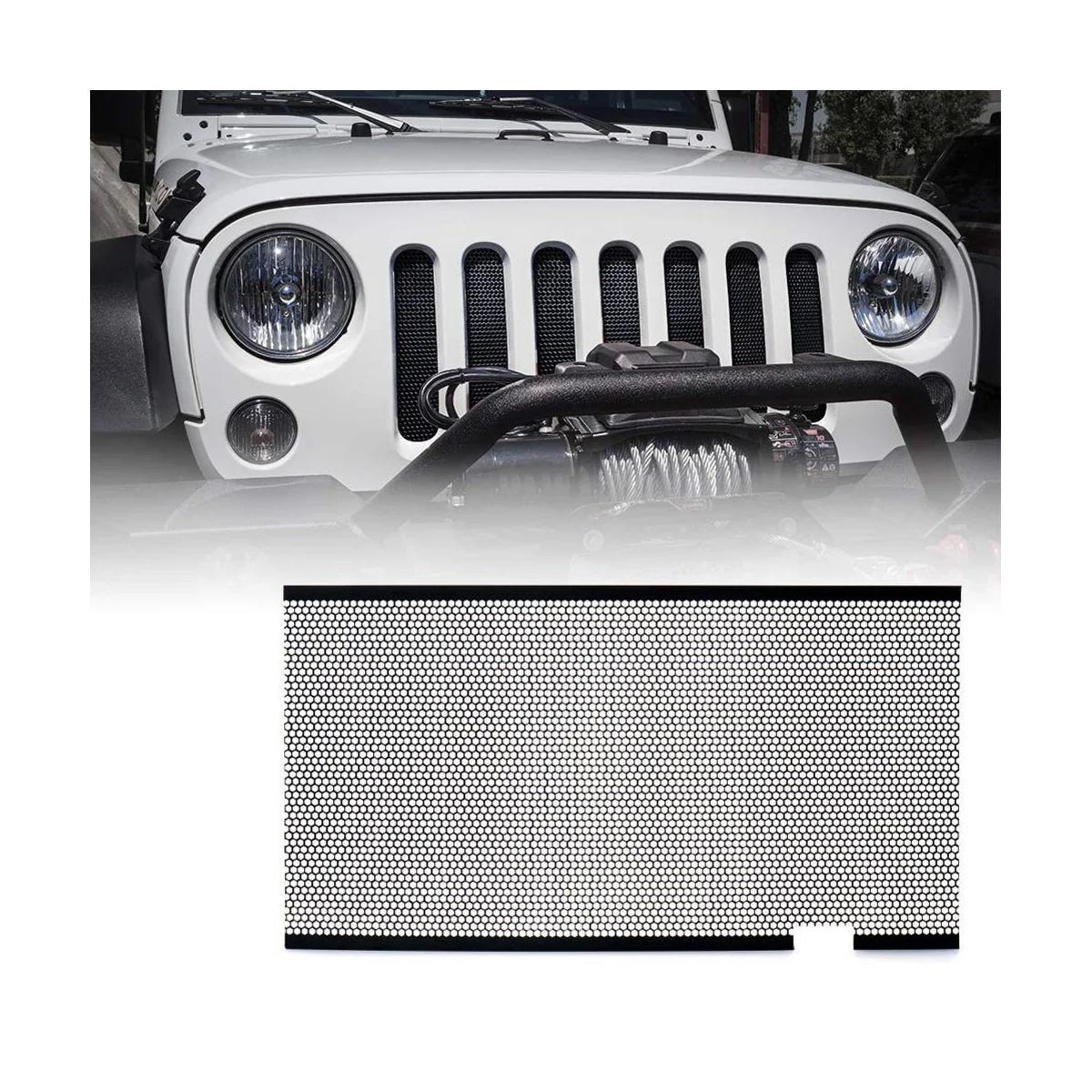 

Mesh Insert for Jeep Wrangler JK 2007 2008 2009 2010 2011 2012 2013 2014 2015 Front Hood Grill Grille Grid,Black