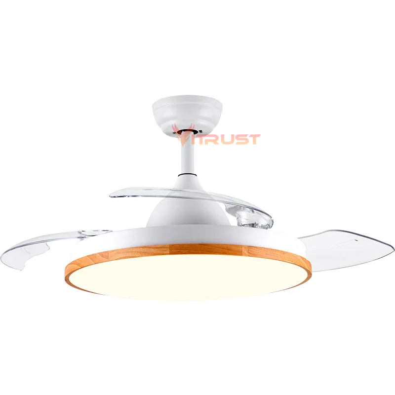 Nordic Led Ceiling Fan with Light Lamp 36inch 42in Black White Wooden Invisible Ceiling Fan Remote Control Ventilador De Teto