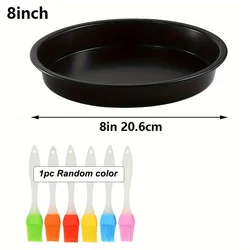 Non - Stick Carbon Steel Pizza and Pie Baking Tray with Pastry Brush (8in with brush)