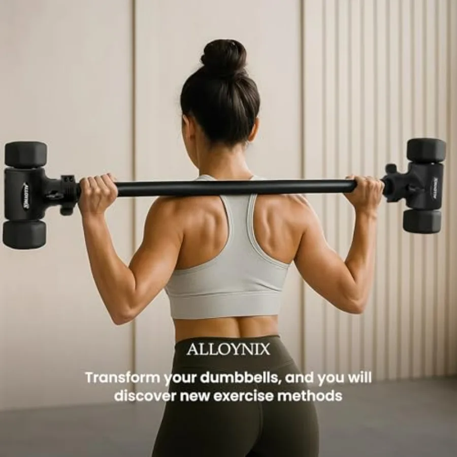 Dumbbell to Barbell Converter 2.0 – Transform Dumbbells into Barbell Set for Home Gym, Adjustable Weight Bar with Anti-Slip Foam