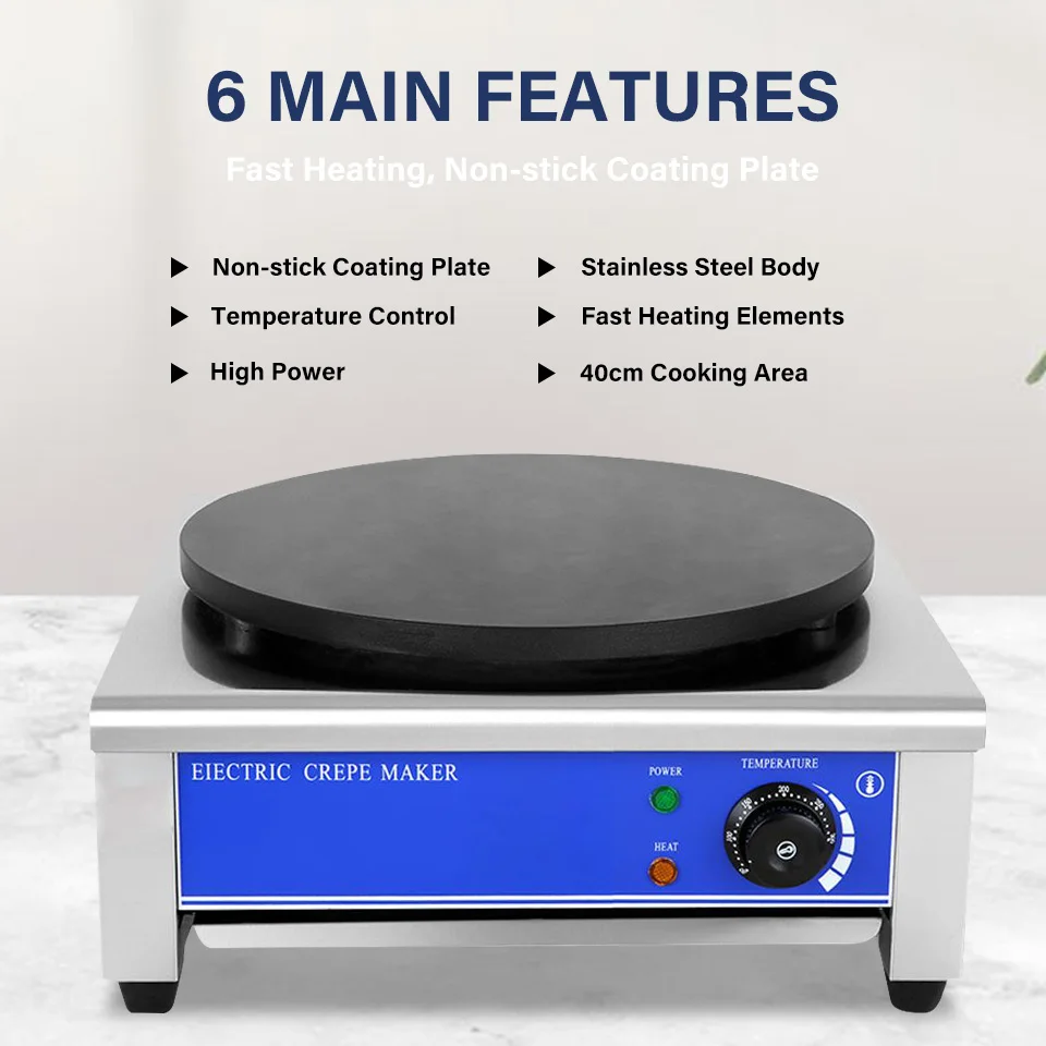FQ-1EA 16" Electric Crepe Maker Pancake Making Machine Round Crepe Griddle With heating Plate Commerical 3