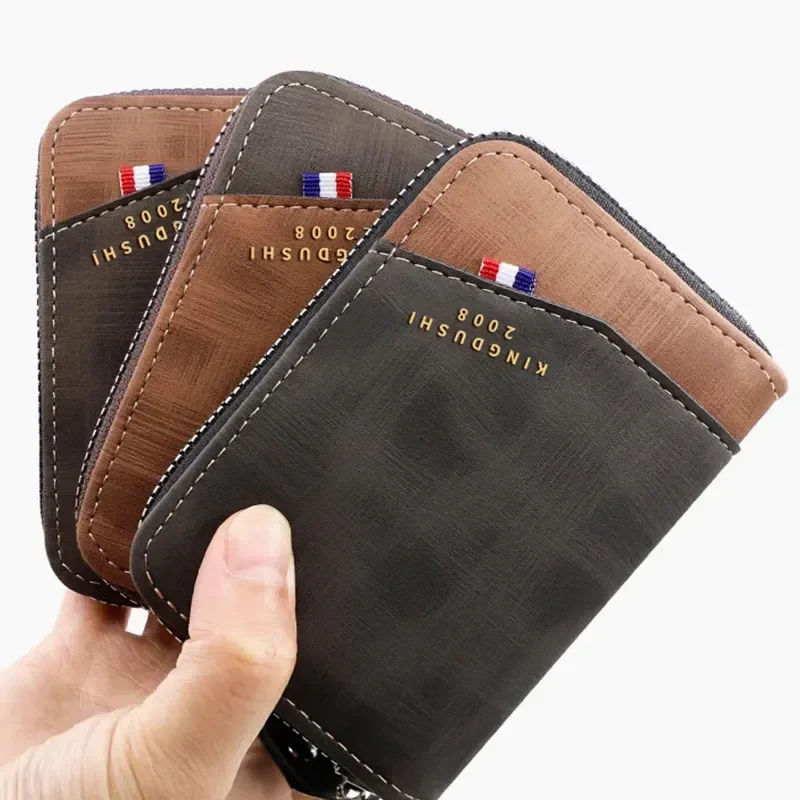 Pu Leather Card Bag Organ Bag Multi Large Capacity Multifunctional Zipper Card Clip For Men And Women