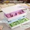 Lift Top Coffee Table, Coffee Tables with Storage for Living Room, Small Coffee Table with 2 Fabric Drawers & LED Light 3