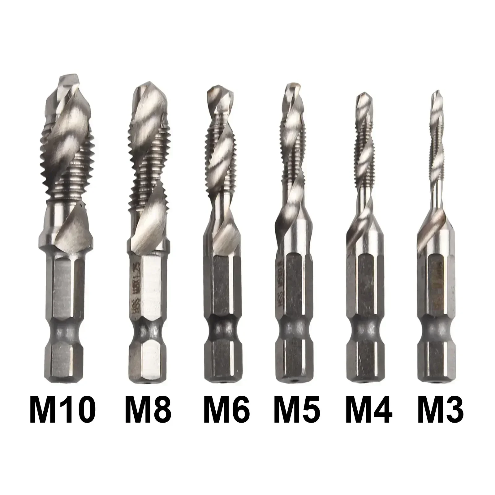 1pc Hex Shank Titanium Coated HSS screw tap Metric Tap Drill Bits Screw Machine Compound Tap M5 M6 M8 M10 Hand Tools