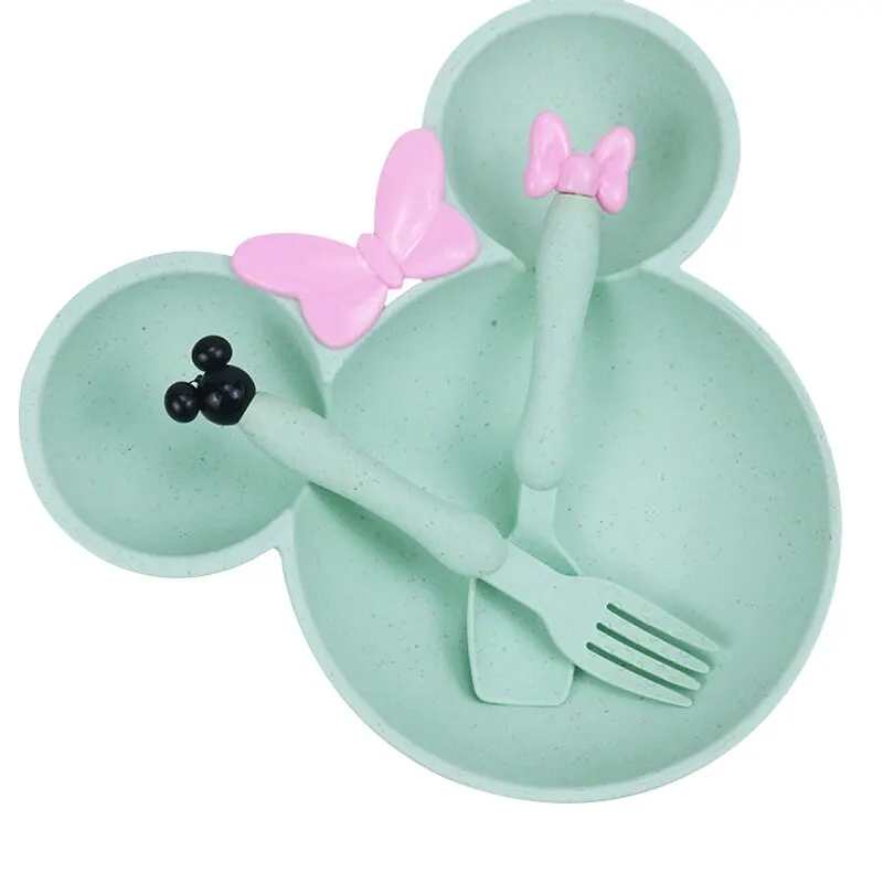 Baby Tableware Set Wheat Straw Baby Cartoon Tableware Set Children's Dishes Kids Dinner Platos