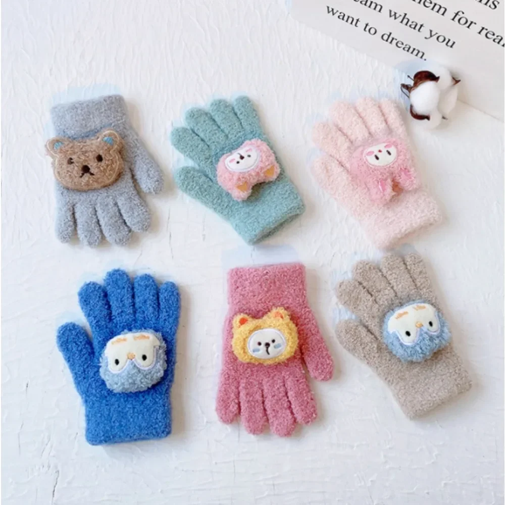 

Kids Winter Warm Gloves Children Knitted Full Fingers Baby Mittens Boys Girl Cartoon Soft Gloves Mitten for 3-8 Years Kids Gifts