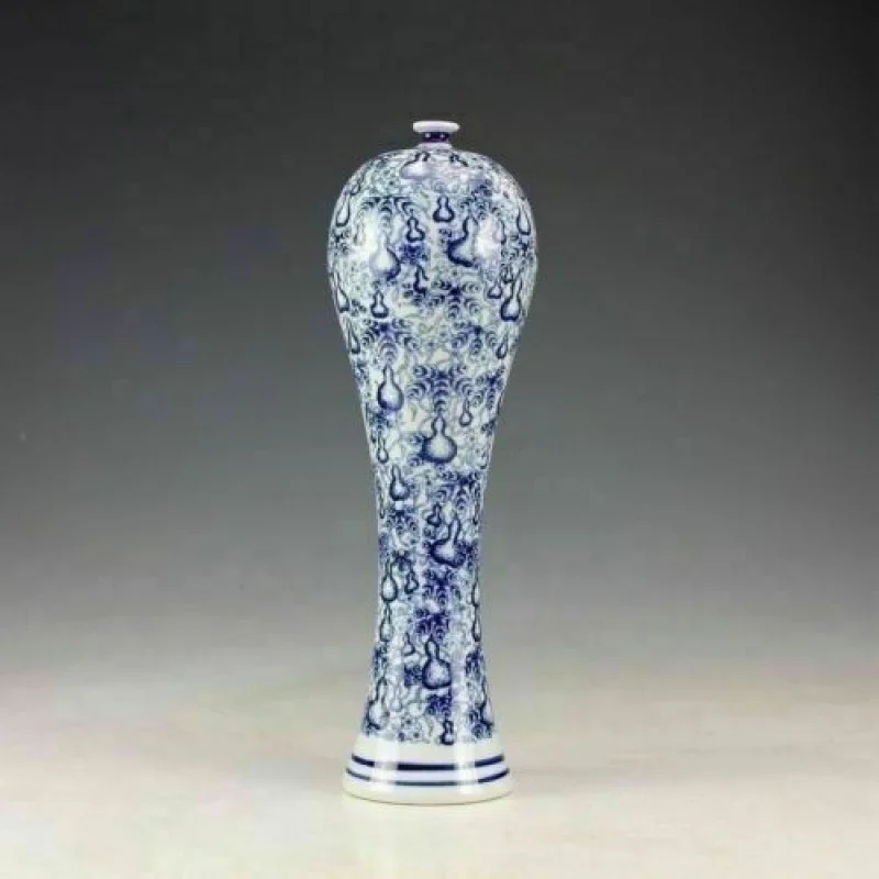 

12.5"H CHINA PORCELAIN COLLECTABLE HAND PAINTING GOURD ORNAMENT BIG VASE NJ3