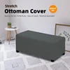 Polar Fleece Stretch Ottoman Stool Cover Elastic Durable Footstool Covers Rectangle Footrest Slipcovers Furniture Protector 3