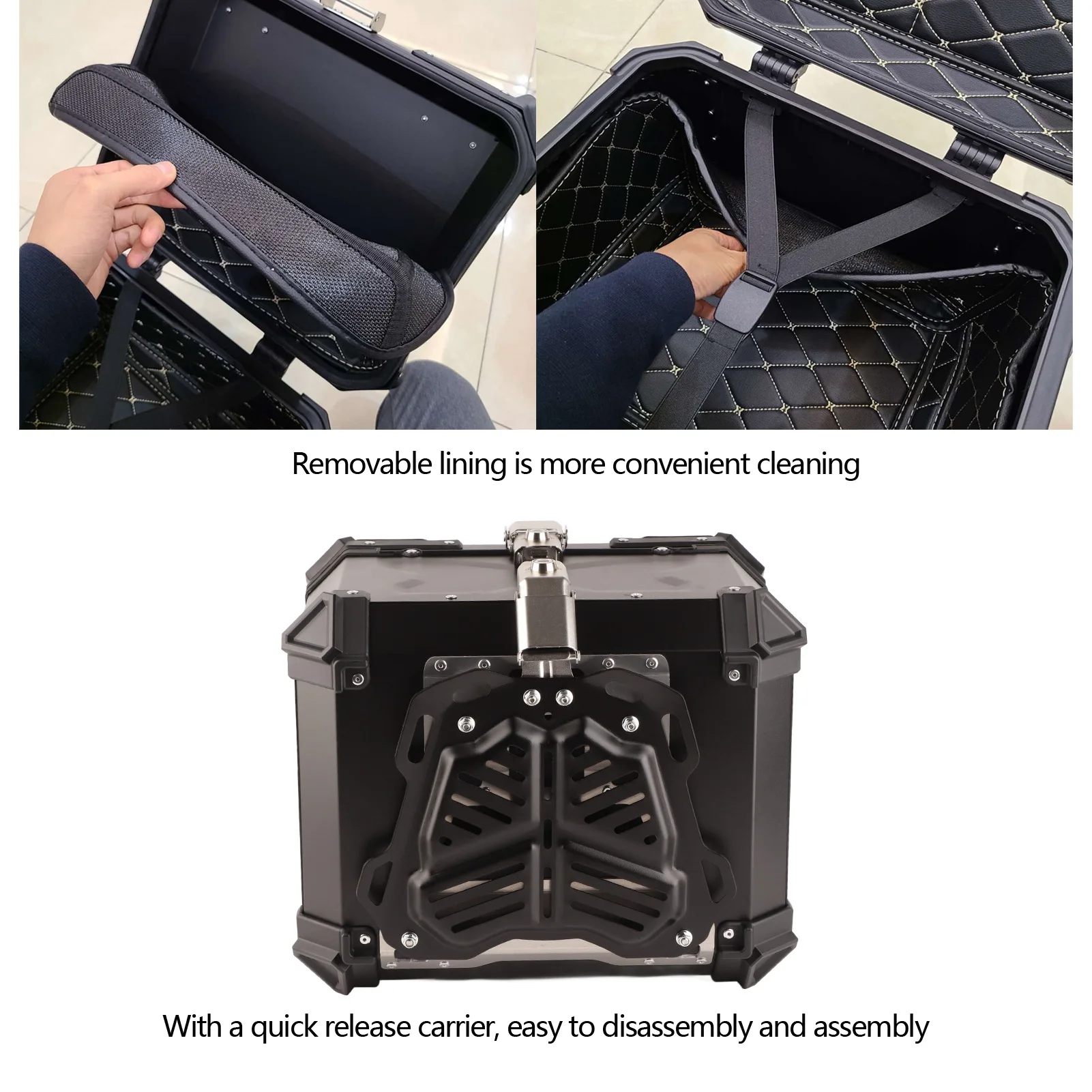 Motorbike Storage Box Top Box Tail Trunk Carrier Universal 45L Motorcycle Aluminum Top Case Tail Luggage