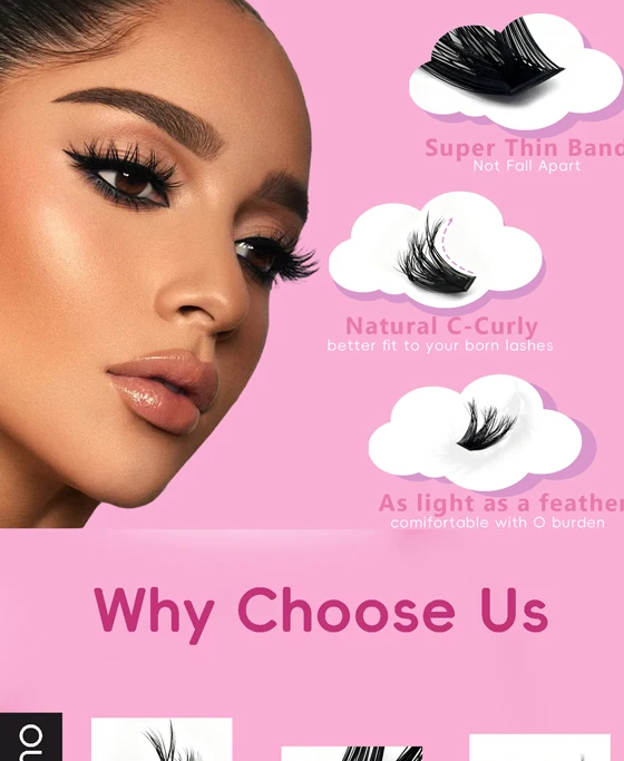 10 Reihen C-Curl 9-15mm Mix Wimpernbüschel DIY Langanhaltende Natürliche Cluster-Wimpern Kosmetik-Make-up-Tool für Anfänger – Detail 5