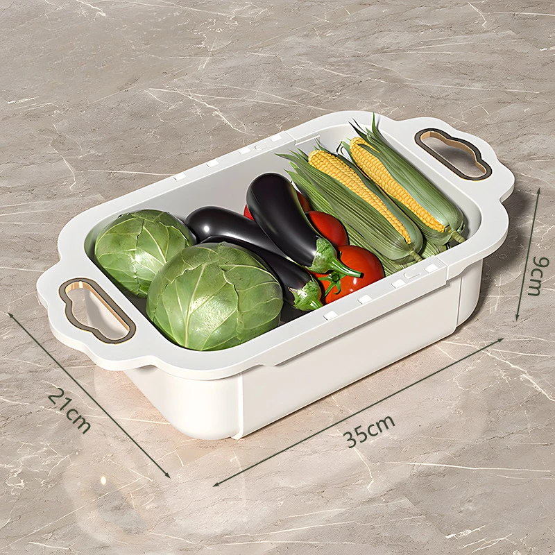 1pcs 35x21cm Drain Basket Hanging Bag Without Punching Adjustable Kitchen Dishwashing Telescoping Rack Vegetable Washing Basket