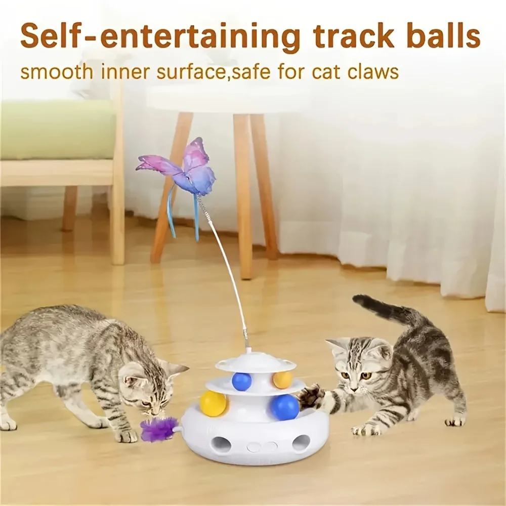 Game Props, Feather Cat Teaser Stick, Rotating Ball For Multiple Pets