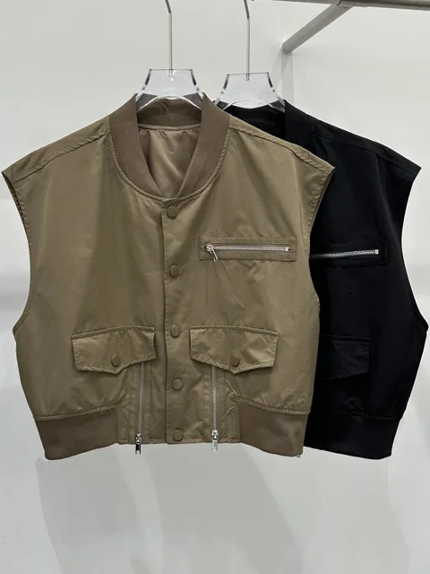 Stylish Chic Casual Zipper Cargo Vest for women, perfect for Spring/Summer 2024