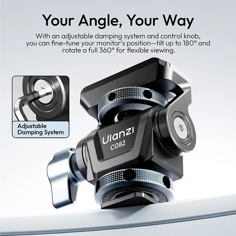 Ulanzi CO82 Adjustable Damping Ball Head Flat-Head Knob 3KG Load 360° Rotation with 1/4" Mount for Tripod Camera Photography