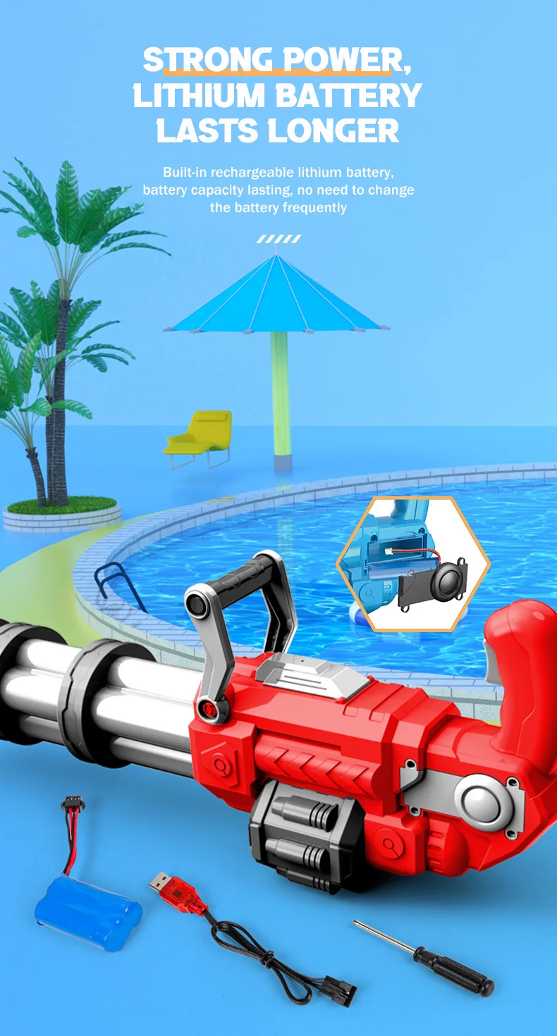 Large Electric Water Gun Automatic Continuous Launch Toy High Pressure Guns Summer Beach Adult Boys Outdoor Games Toys for Kids