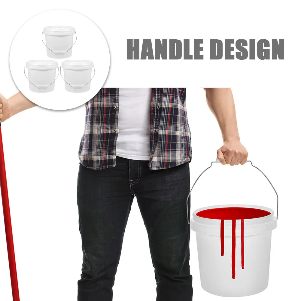 2Pcs White Round Bucket With Lid Paint Buckets For 4L Bucket With Handle Multi Functional Container Packaging Empty