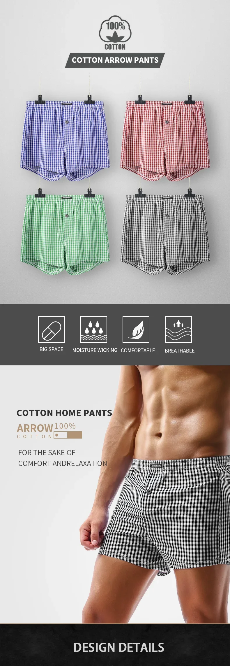 Cotton Boxer Shorts - Men's Loose Cotton Boxers Breathable Pajama Shorts