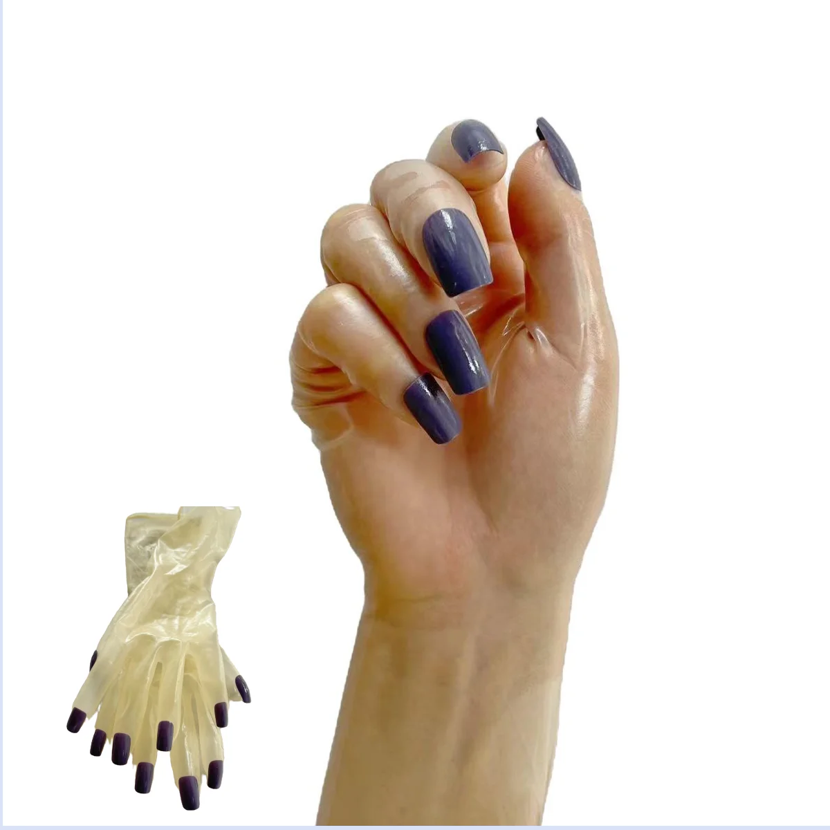 

Women's Oil Shiny Transparent Super Thin Latex Zentai Glove Fetish Crossdress Men's Sheer Cosplay Kigurumi Long Nails Gloves