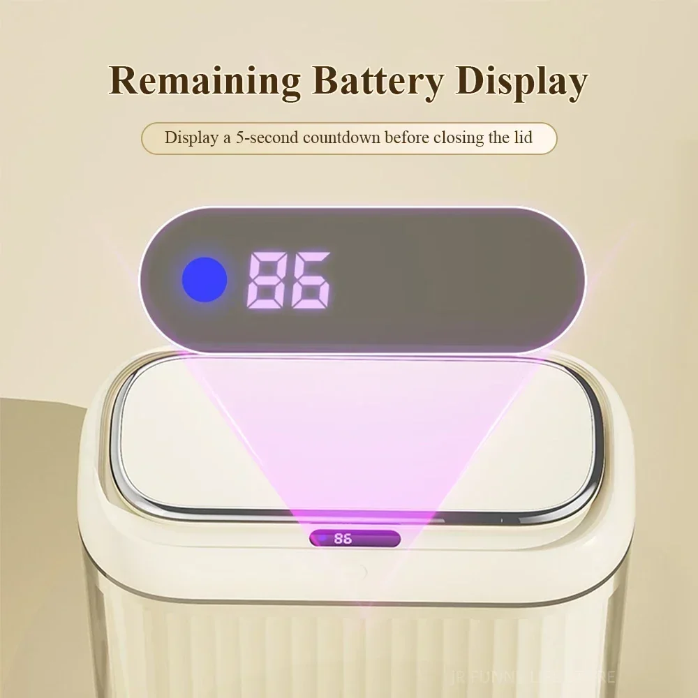 Prullenbak Keuken badkamer afval bin smart prullenbak kan automatisch touchless vuilnisbak bin intelligente inductie waterdicht bak met deksel Vuilnisbak voor badkamer, keuken, huis (Color : Gris