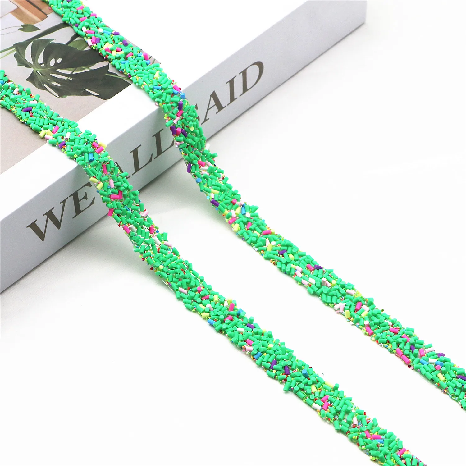 1야드 컬러풀 폴리머 클레이 원통형 과립 접착 뒷면 스트립 DIY 슬라임 공예 및 의상 액세서리용