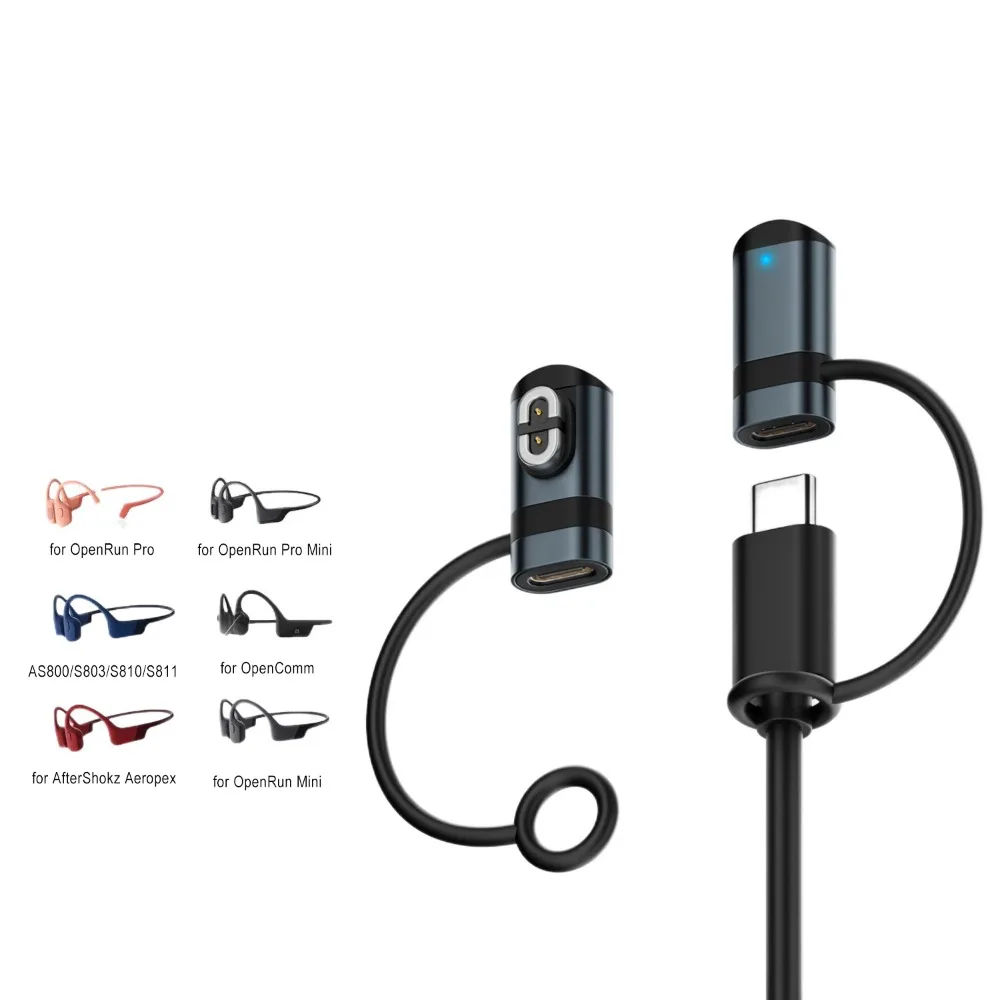 Bone Conduction Headphone Type-C Magnetic Charging Adapter with LED Indicator and Anti-Loss Features