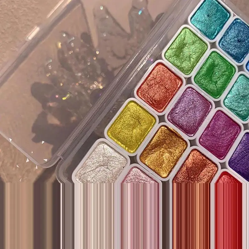 20 Colors Watercolor Paint Pigment Solid Pearlescent Metallics Glitter Gold Painting Nail Drawing Art Supplies For Artist