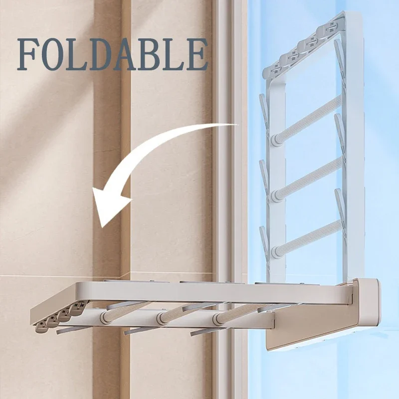 Folding Drying Rack Wall Mounted Drying Clip Windproof Sock Clip Clothing Rack Hanger Household Sock Drying Clip Space Saving 3