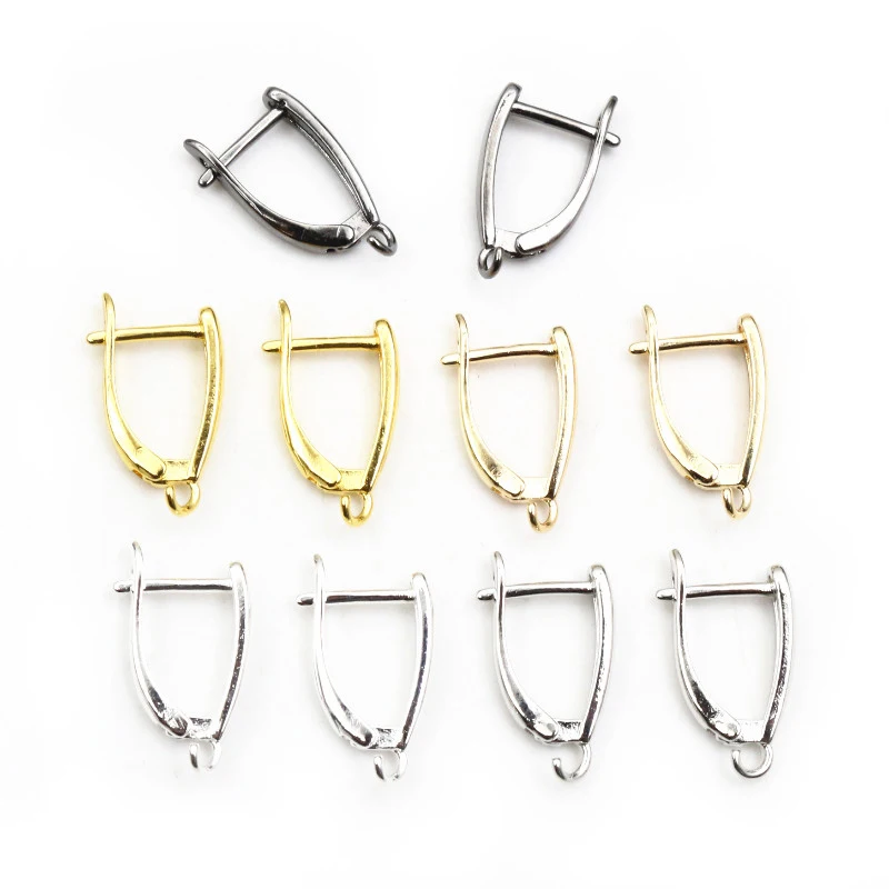 2-Styles French Earring Hooks Lever Back Open Loop Setting for DIY Earring Clips Clasp Jewelry Making Accessories Findings 10pcs