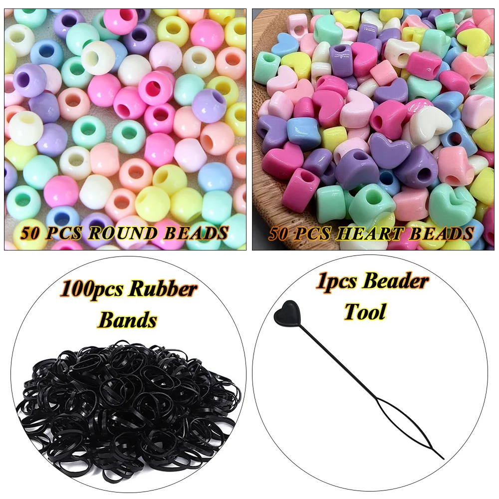 Perles à Tresser Multicolores Pour Cheveux - 50 Pièces Acrylique Avec Outil D'enfilage - Pour Enfants Et Dreadlocks