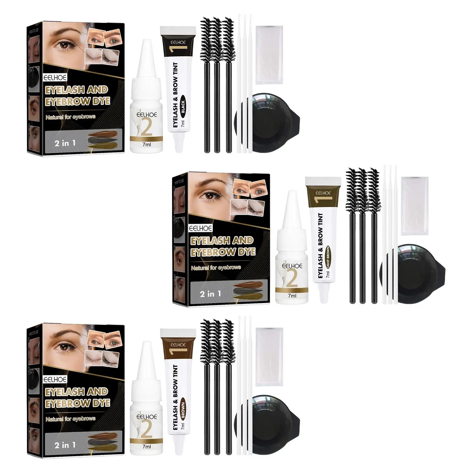 Professional Eyelash Eyebrow Dye Tint Cream Kit Waterproof Natural