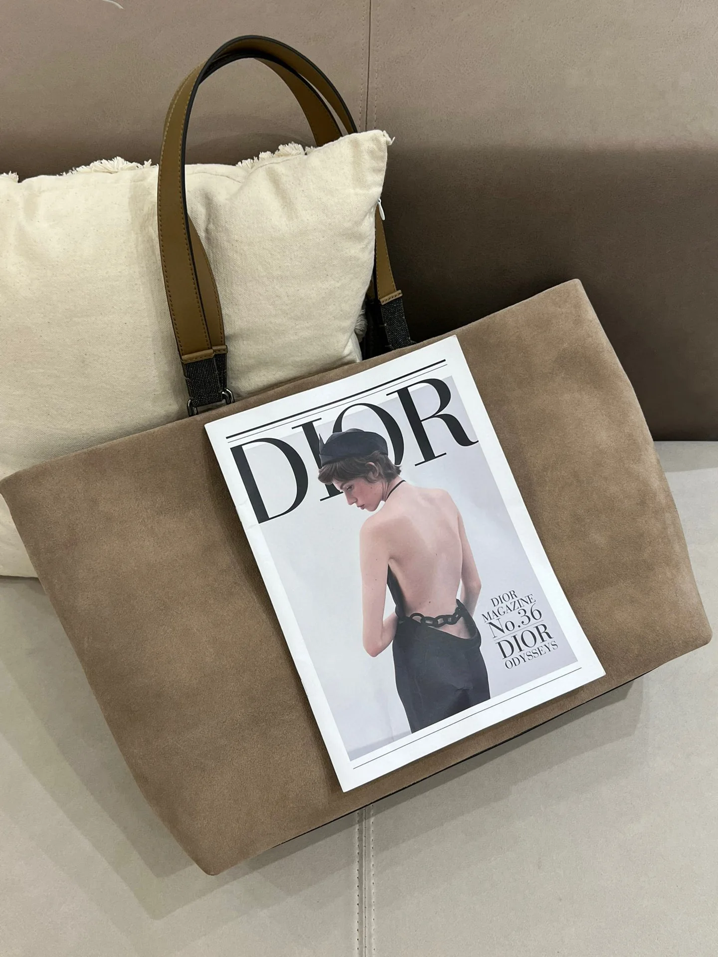 Genuine Suede Leather Beads Embellished Casual Tote Bag