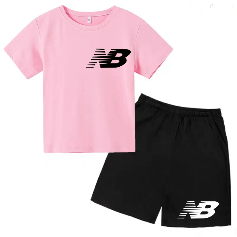 Kids Summer T-shirt Shorts Set Multi-colored Boys and Girls Ages 3-13 Casual 2-piece Set The Preferred Children's Gift