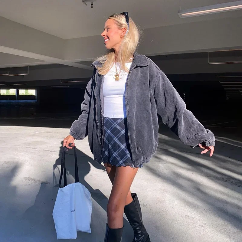 Autumn and Winter New Fashion Street 2023 Style Women's New Long-sleeved Lapel Zipper Cardigan Loose and Thin Ladies Warm Jacket