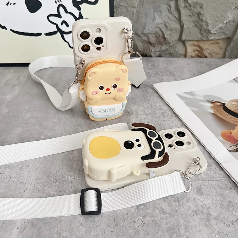 Elegant Dog Butter Bear Wallet Case with Rope