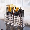 Drill pattern three compartments makeup brush organizer acrylic transparent pencil holder desktop eyebrow pencil lipstick storag 4