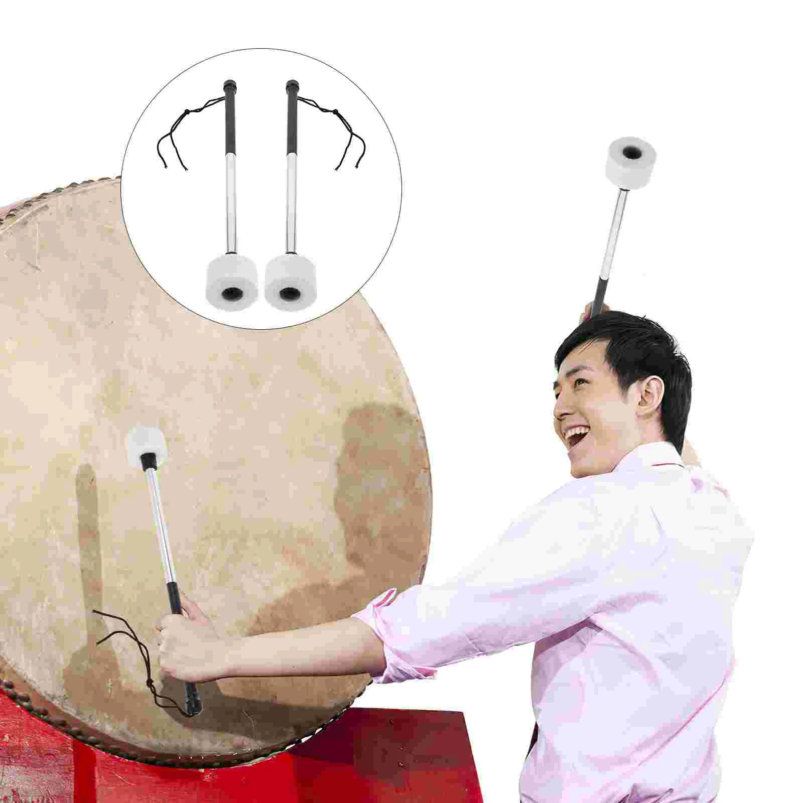 

2 Pcs Snare Drum Hammer Professional Large Stainless Steel *2pcs Percussion Mallets Felt Sticks Major Drumsticks for Supplies
