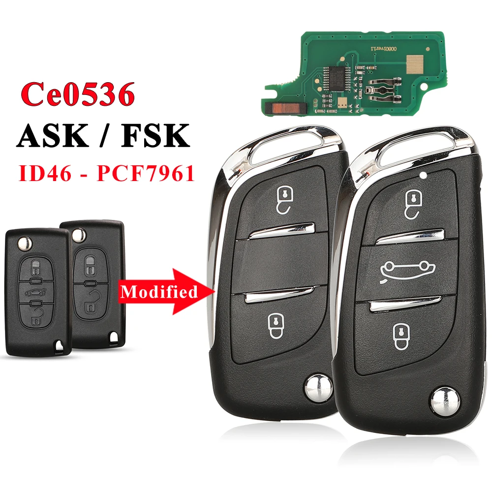 Clé Télécommande De Voiture Pour Peugeot 307 3008 308 408 Et Citroën C2 C3 C4 C5 C6 C8 - 2 Ou 3 Boutons, Fréquence 433MHz, Puce ID46