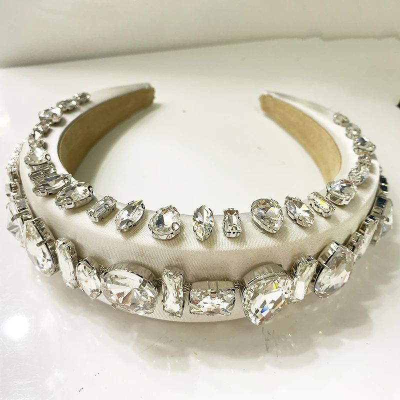 

Fashionable White Thin Spring-Summer Sponge, Crystal hairband ,Headband for Girls, Gemstone, Rhinestone, Super Shiny headband, H