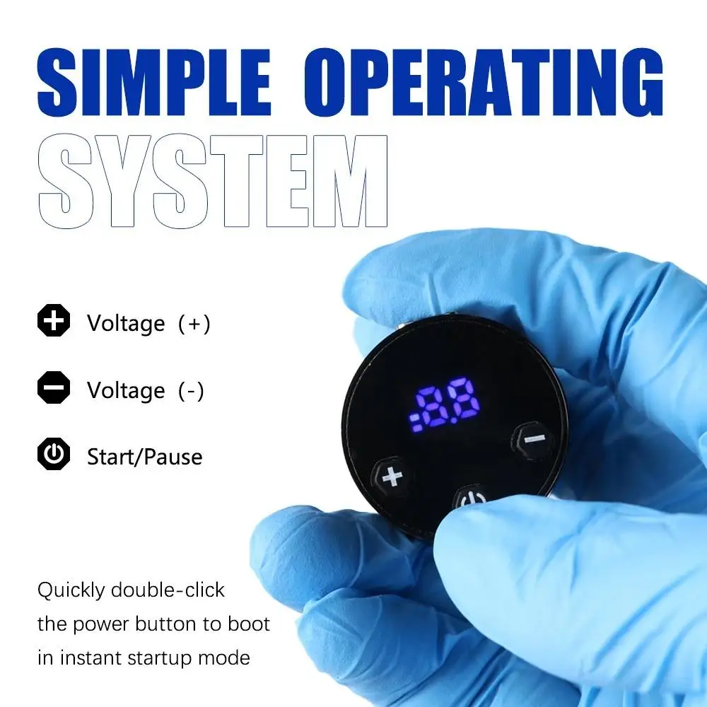 Mini wireless tattoo power supply LED screen DC/RCA tattoo battery pack rechargeable power supply wireless tattoo power supply
