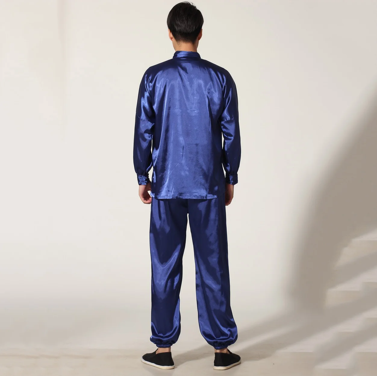 Gold Chinese Men's Satin Rayon Kung Fu Suit Vintage Tai Chi Sets Wu Shu Uniform Long Sleeve Clothing S M L XL XXL MS019 tai chi clothing chinese traditional costume chinese men hanfu top