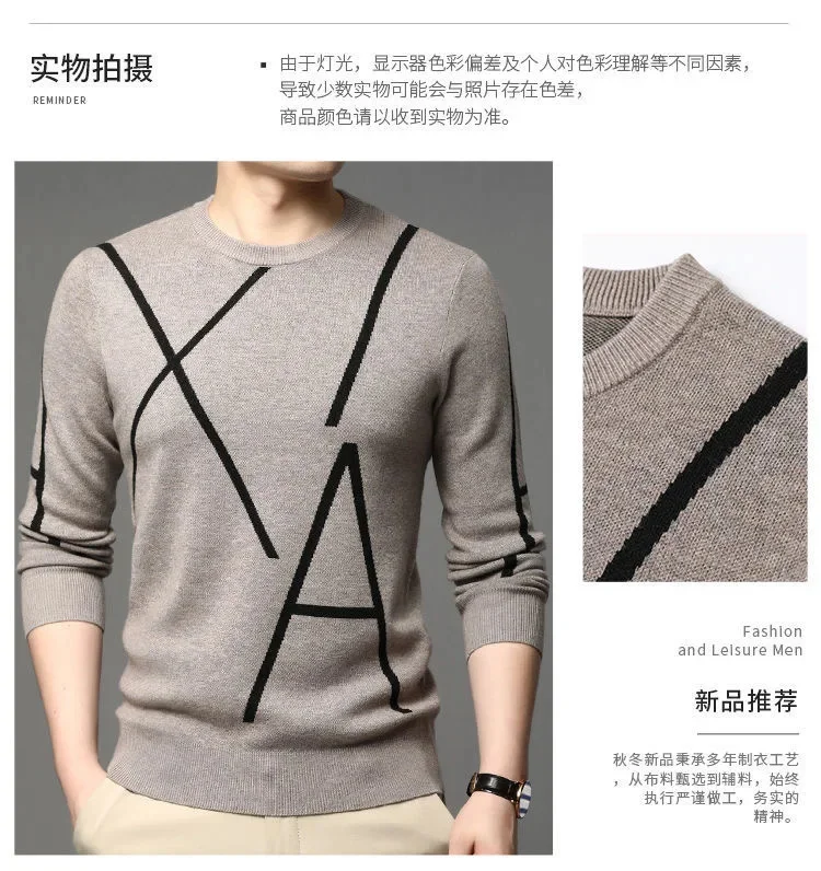 Description Picture 6 of itemBrand designer's new wool Pullover men's winter fashion geometric printing knitted sweater high-end luxury Korean wear