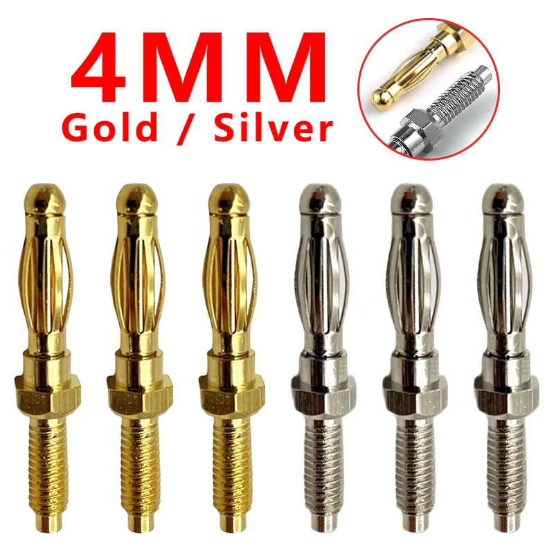 

20Pcs Uninsulated Banana Plug 4mm Thread Bolt Fitted for M4 Panel Installation Screw Connector Copper Nickel Plating