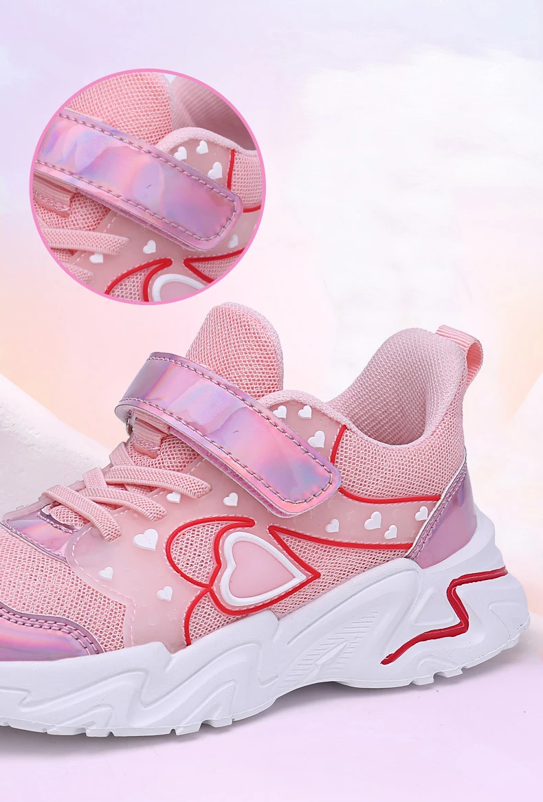 Frühling Herbst Kinder Turnschuhe PU Mädchen Elegante Mesh Casual Licht Kinder Nicht-slip Sport Schuh Mode Atmungsaktive Laufschuhe – Detail 3