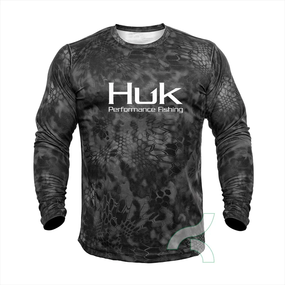 HUK Fishing Shirt UPF 50+ Long Sleeve T-shirt Men's Fitness Train Wear Sun Protection Clothing Breathable Jersey Camisa De Pesca