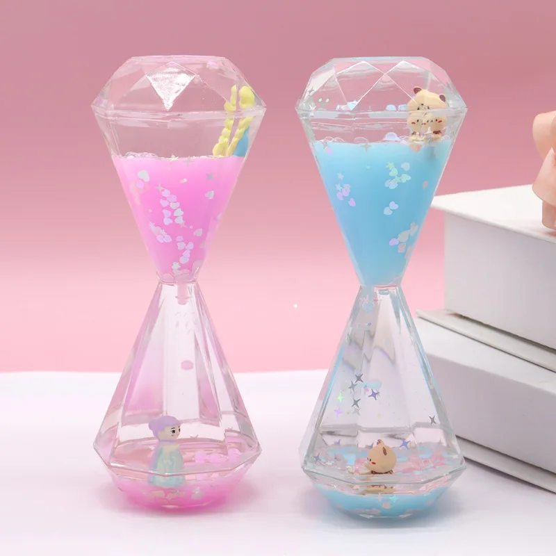 

SY18 Liquid Diamond Hourglass Oil Drop Timer Decorative Push Gift for Children and Students Christmas Graduation Gift