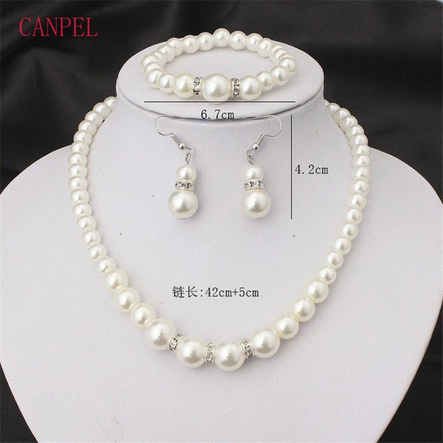 CANPEL Wedding Engagement Women Simulated Pearls Jewelry Set Necklace  Earrings Bracelets Fashion Jewelry For Lady Party Gift - AliExpress