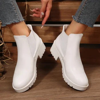 من المألوف الجديد سميكة سوليد المضادة للانزلاق المنخفضة قطع الأحذية النسائية الأنيقة مع جولة تو في الشتاء مثير مريحة أحذية العمل غير رسمية 4