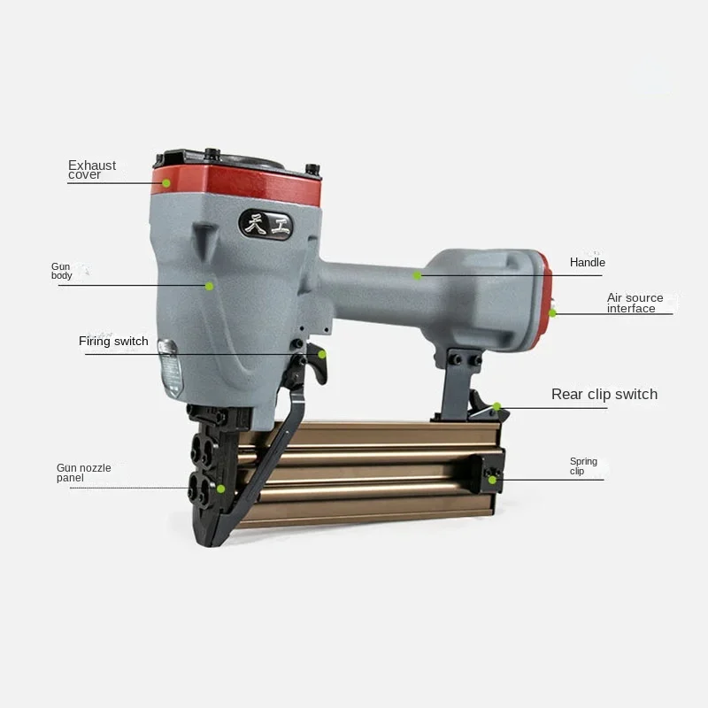 18-64MM length ST64 pneumatic steel nail gun 50 steel volumn cement nail gun line groove