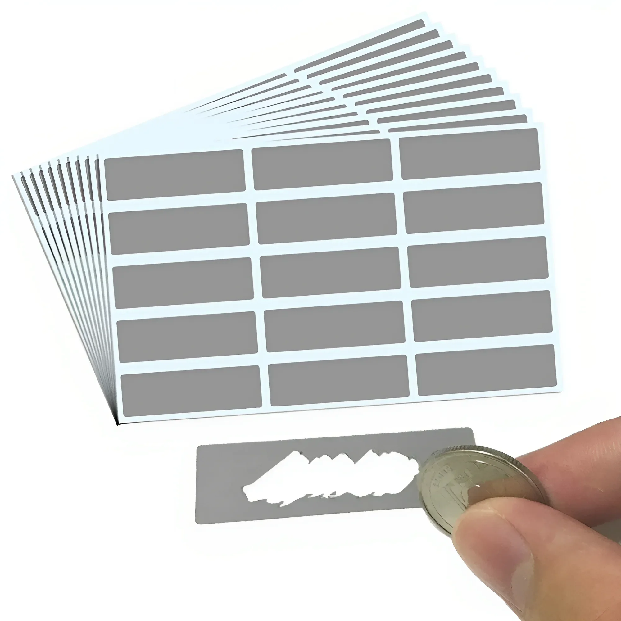 100-Piece Pack of Rectangle Scratch-Off Label Stickers, 1.9 x 0.6 Inch